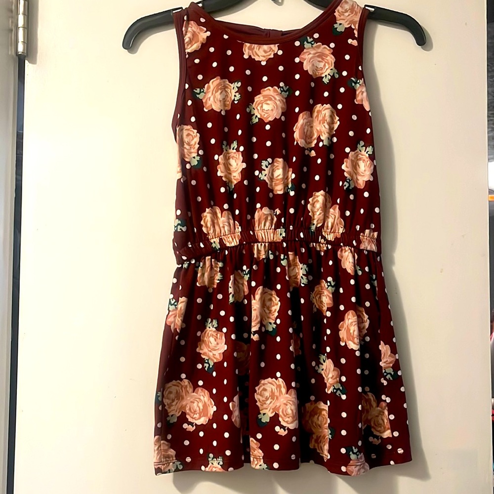 Girls romper/dress L (size 8) roses and polka dots by Poof Girl